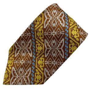 Tie Men's Necktie Wide Polyester Brown Geometric Stripe Mod Disco 70's